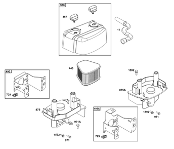 Air Cleaner Group Diagram and Parts List for 123P02-0090-H5 100000 - 19Z999 Briggs and Stratton Engine